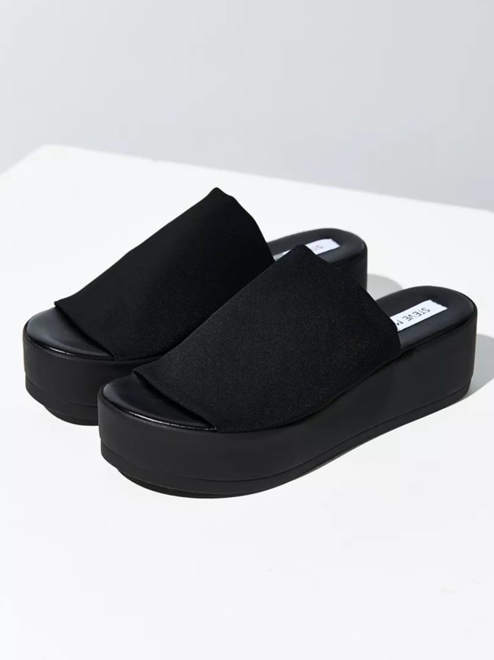 Steve Madden Platform Slinky Slide Sandals in Black